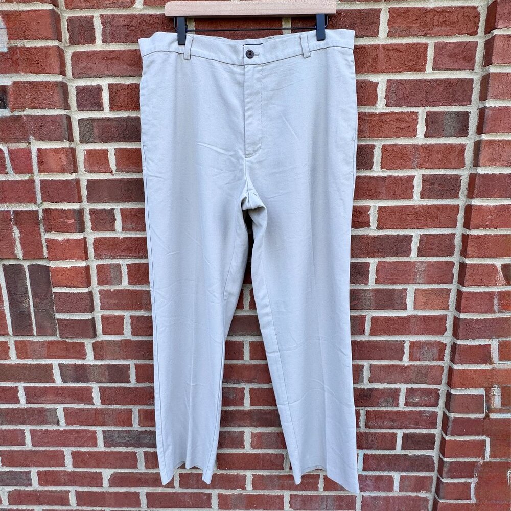 Chaps Dress Pants Mens Size 36 Tan Flat Front